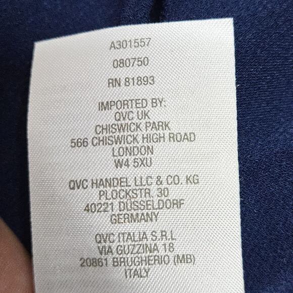 Dennis Basso Caviar Crepe Asymmetrical Chiffon Hem Tank Navy Size 1X - Picture 8 of 8